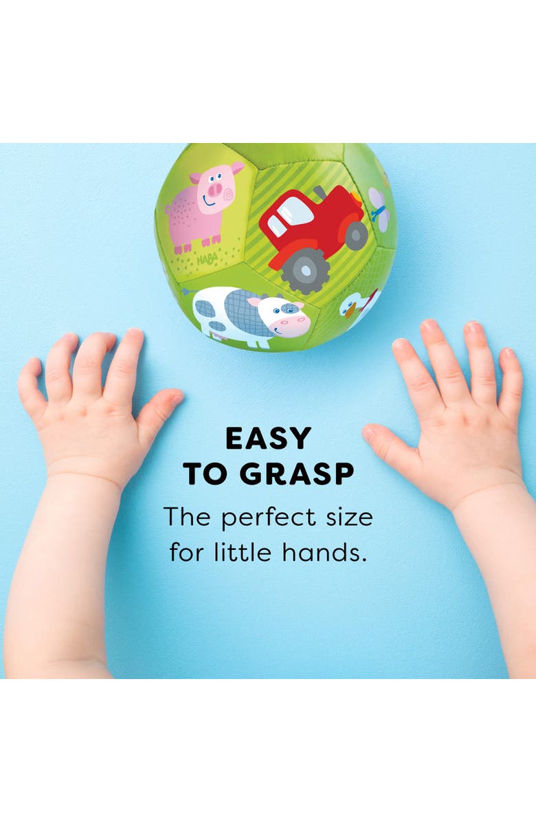 HABA Baby Ball on The Farm 4.5" for Babies 6 Months and Up, Alternate, color, Multi