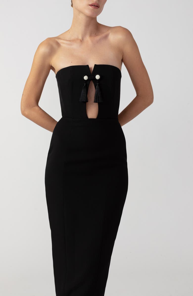 SAU LEE Imani Strapless Gown, Alternate, color, Black