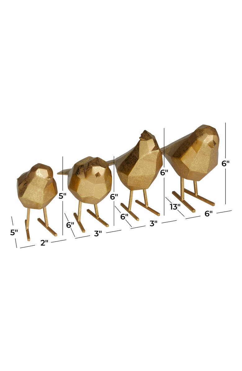 COSMO BY COSMOPOLITAN Gold Polystone Bird Sculpture - Set of 4, Alternate, color, 