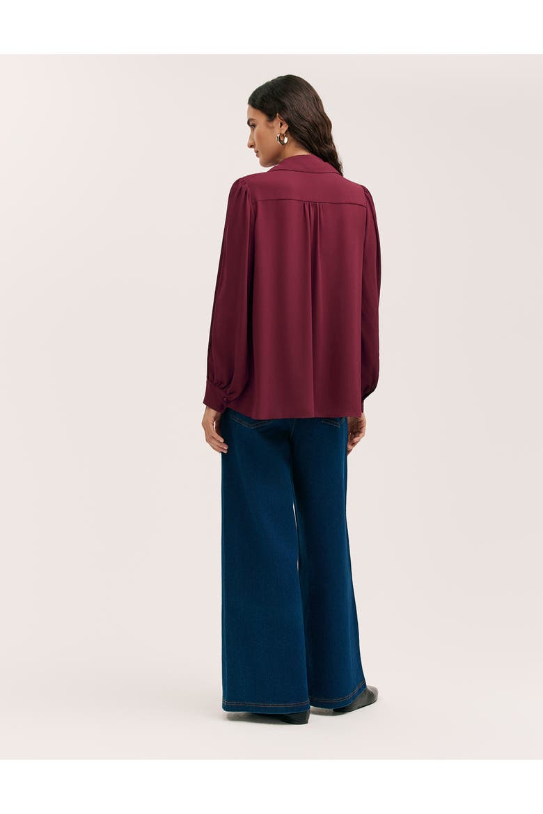 Melina Chiffon Button Down Blouse, Alternate, color, Burgundy
