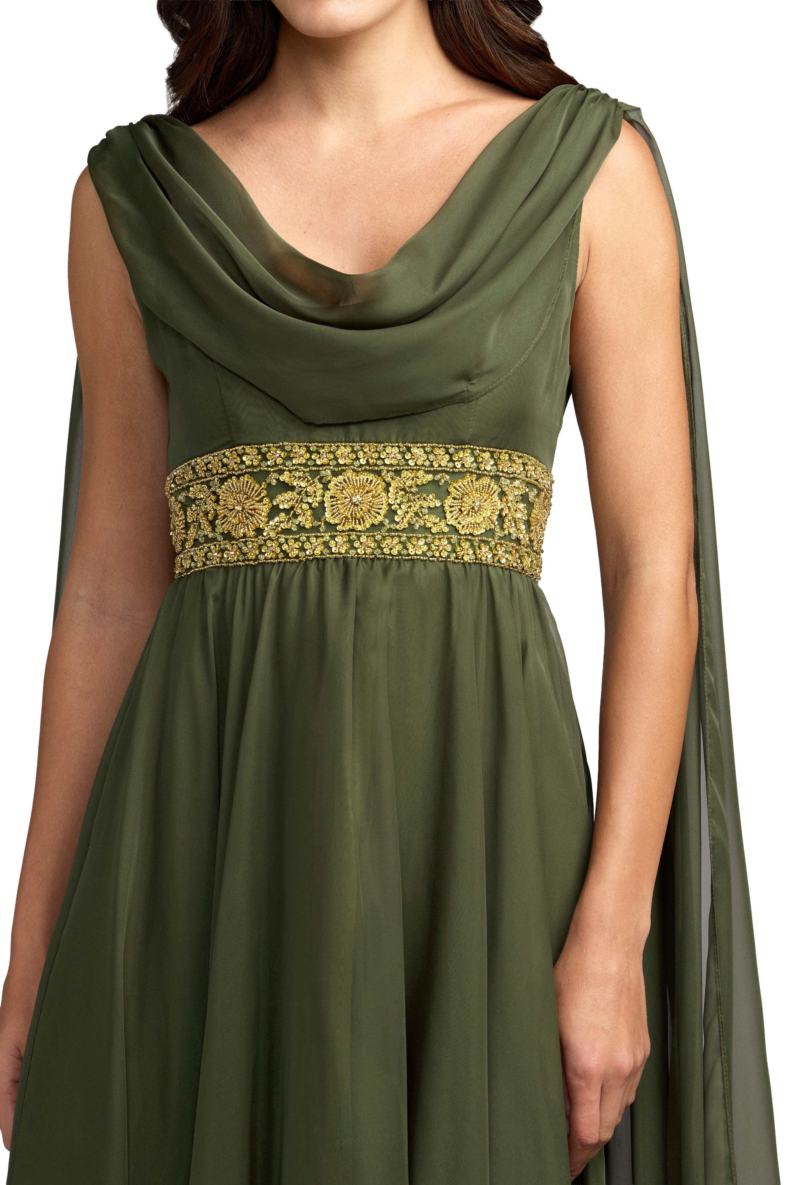 Mac Duggal Cowl A-line Gown With Beaded Belt (Women) | Nordstrom