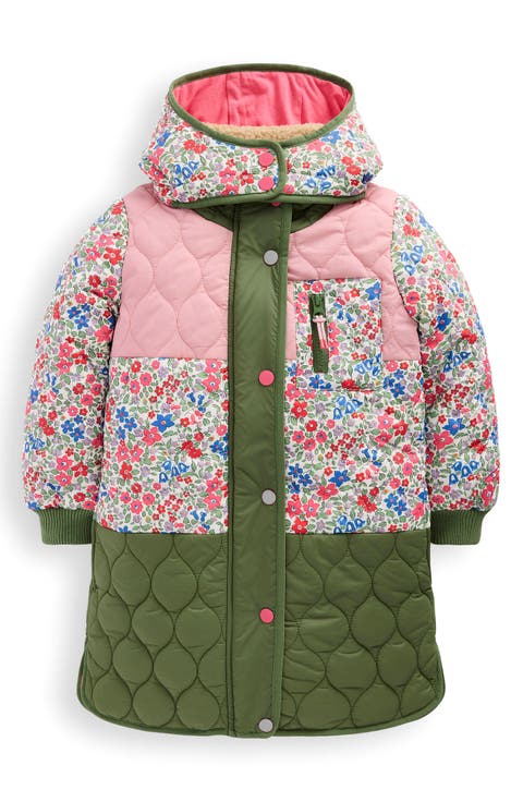Kids' Mixed Print Onion Quilted Longline Coat (Toddler, Little Kid & Big Kid)