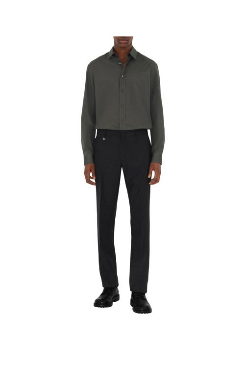 Burberry Suit Pants In Navy Blue Wool. Straight-leg Cut. Zippered Closure And Belt Clip. In Rock/coal