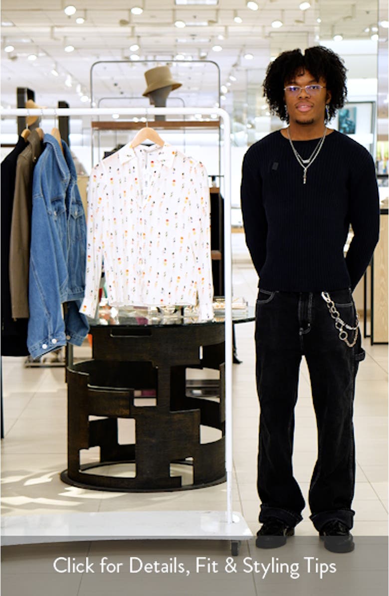 Eloise Sunbather Print Silk Button-Up Shirt, sales video thumbnail