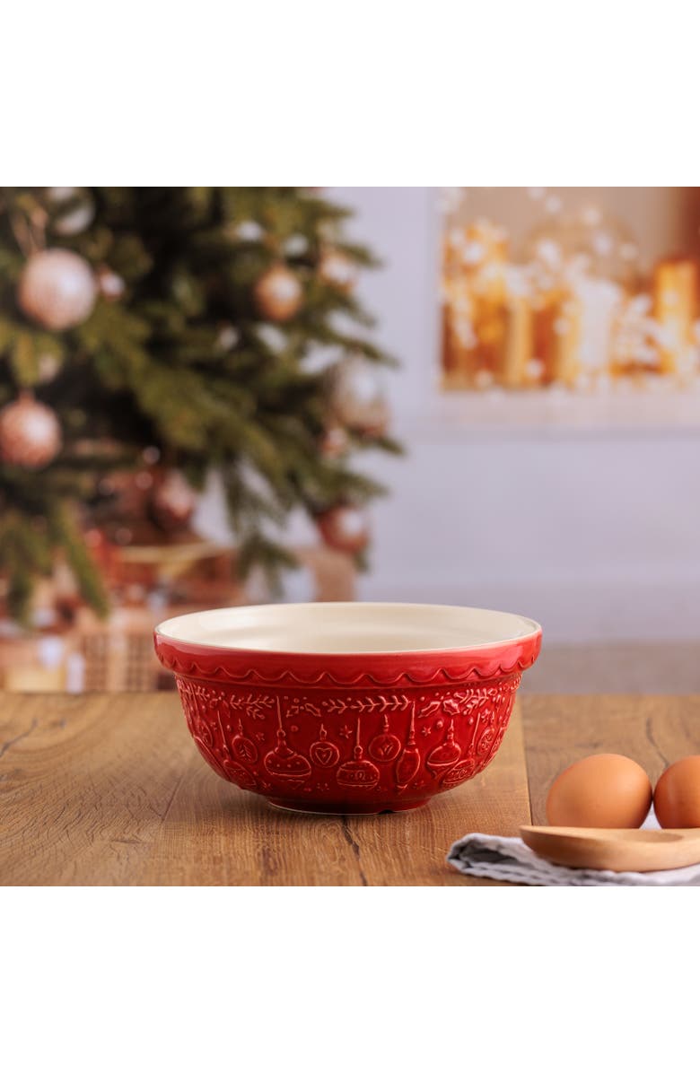 MASON CASH Deck The Halls 3 Piece Ceramic Mixing Bowl Set, Alternate, color, Multicolored