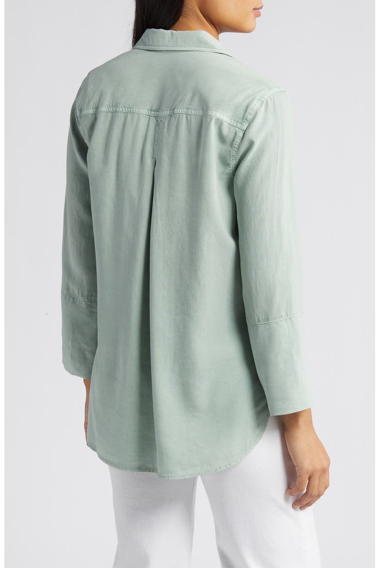 Shirttail Button-Up Shirt, Alternate, color, OASIS GREEN
