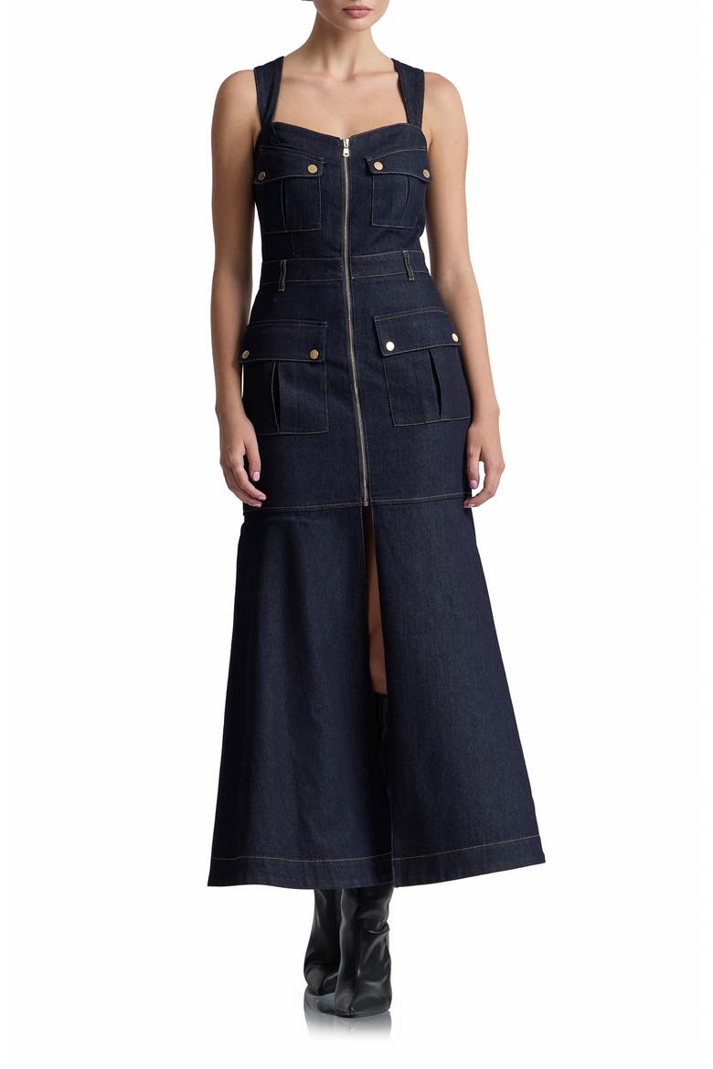 Denim Cargo Fit & Flare Maxi Dress video
