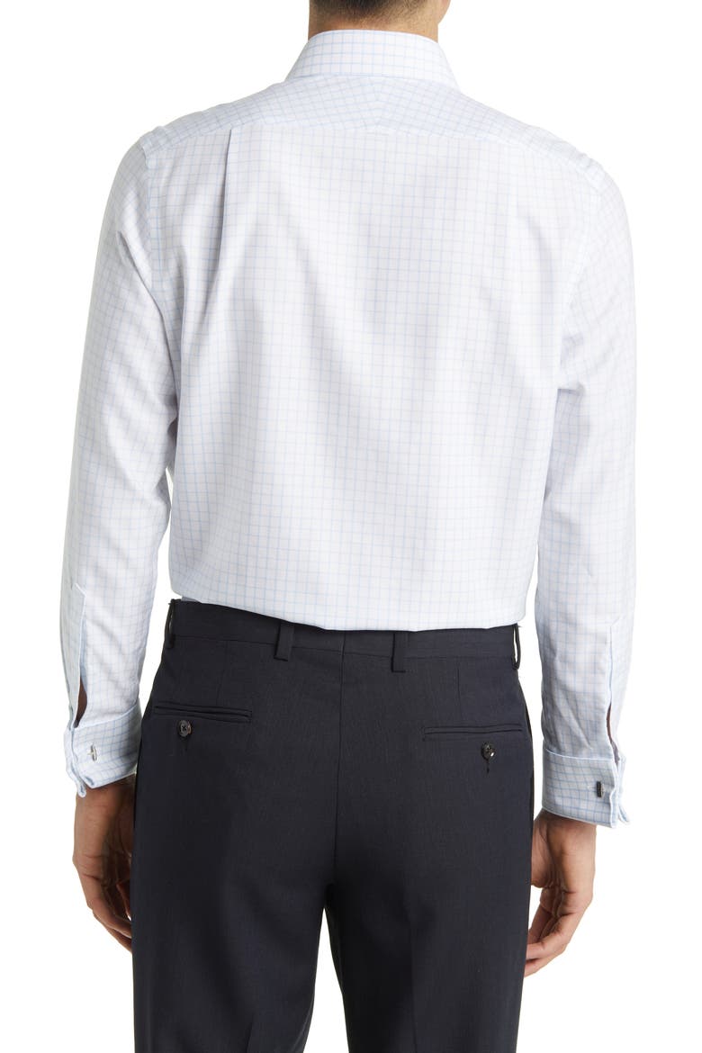 Non-Iron Clifton Weave Check Cutaway Slim Fit Shirt Double Cuff, Alternate, color, CORNFLOWER BLUE