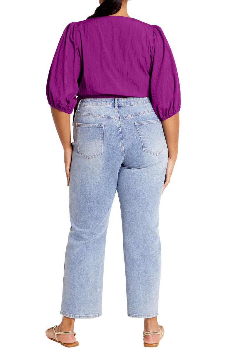 City Chic Kira Faux Wrap Crop Top, Alternate, color, Magenta