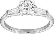 LuvMyJewelry Nova 14K Gold Tapered Baguette & Round Cut Lab Grown Diamond Three Stone Ring - 1.48 ct
