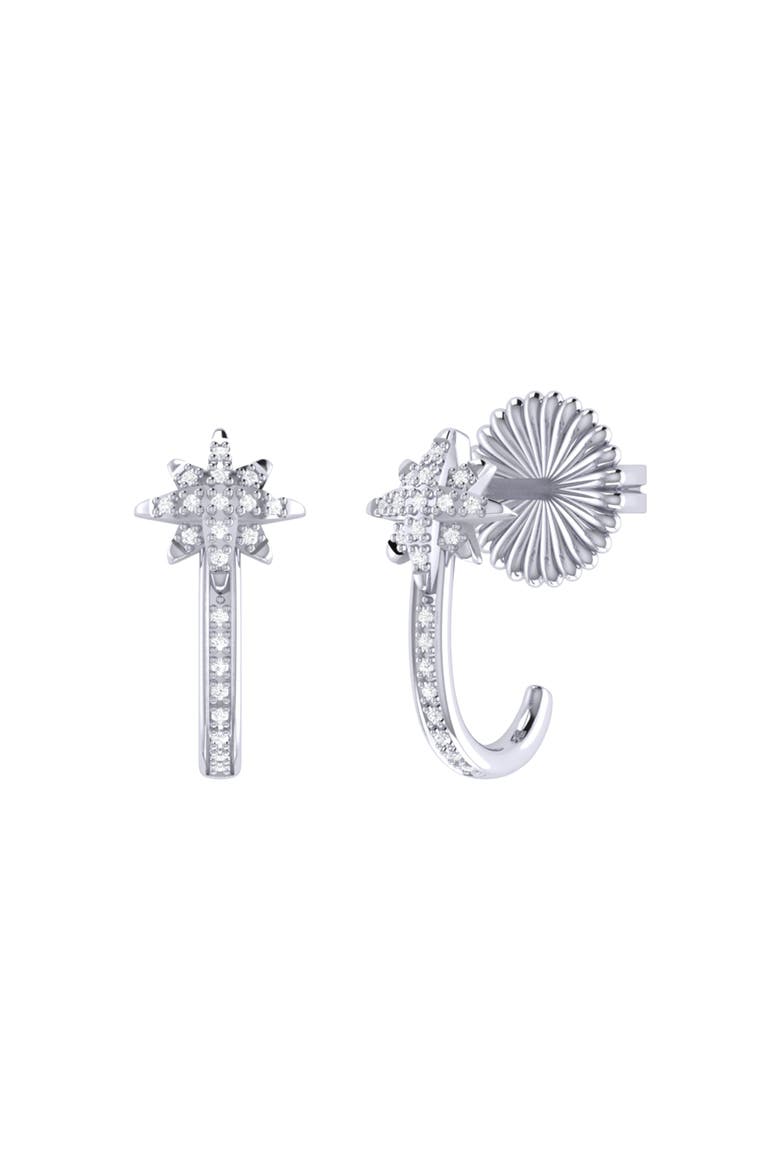 North Star Sterling Silver Diamond Earring, Main, color, Silver
