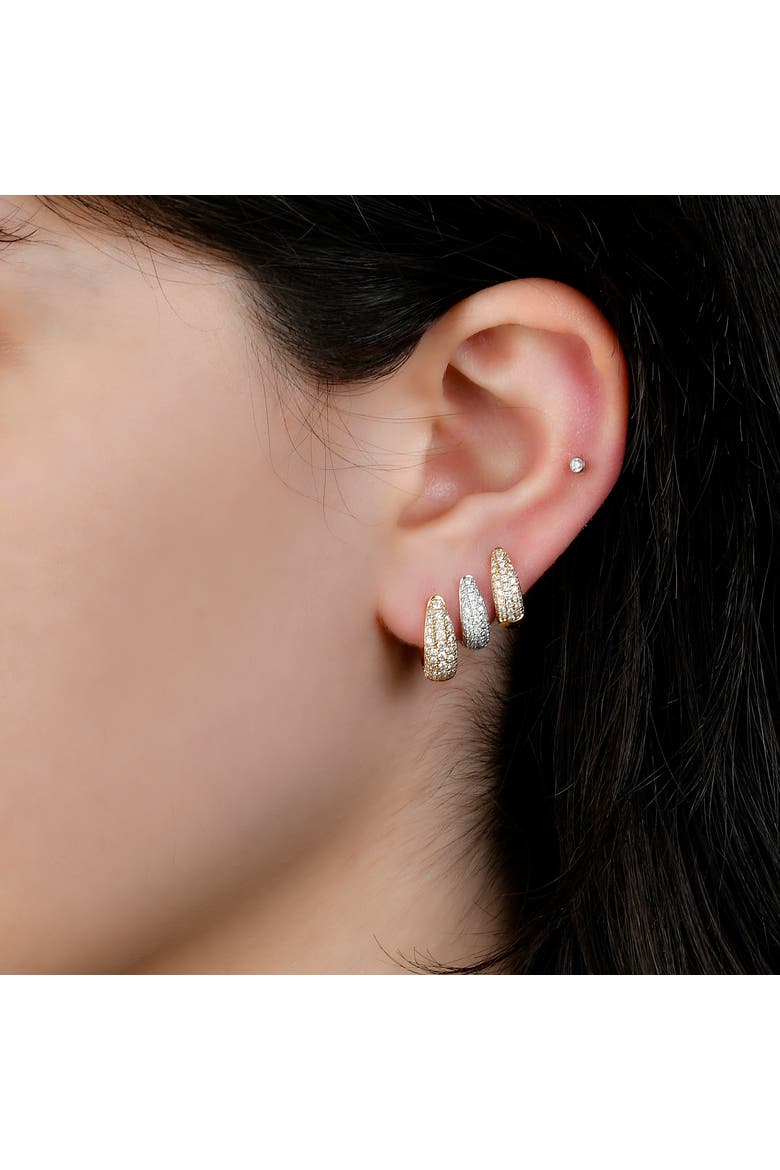18K Gold Diamond Chunky Pavé Domed Earrings, Alternate, color, GOLD