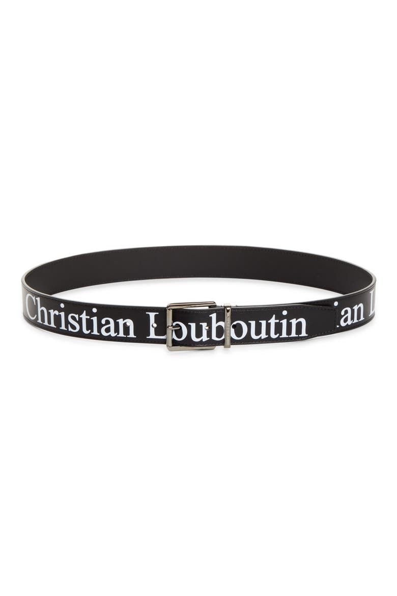 The Maxi Logo Leather Belt, Main, color, B078 - BLACK/ GUN METAL