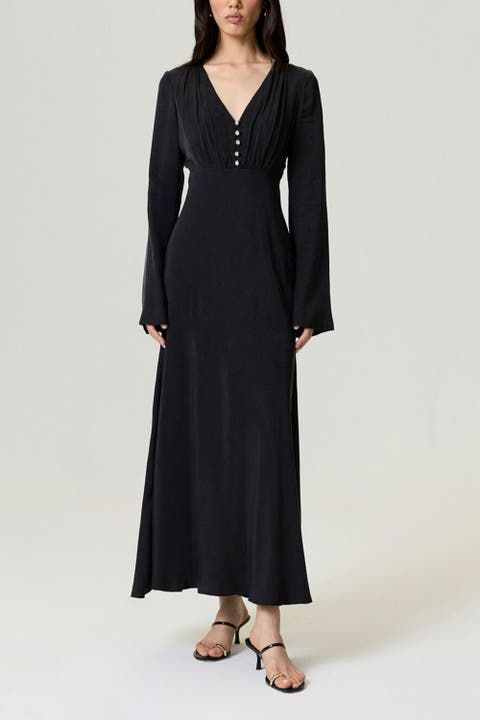 Crystal Button Detailed Maxi Dress