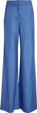 ST. JOHN Silk & Wool Wide Leg Trousers