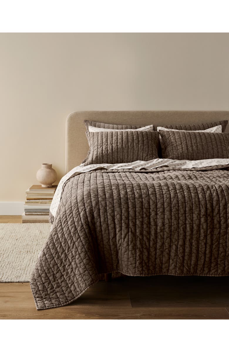 Parachute Set of 2 Garment Dye Channel Quilted Pillow SHams, Alternate, color, Warm Grey