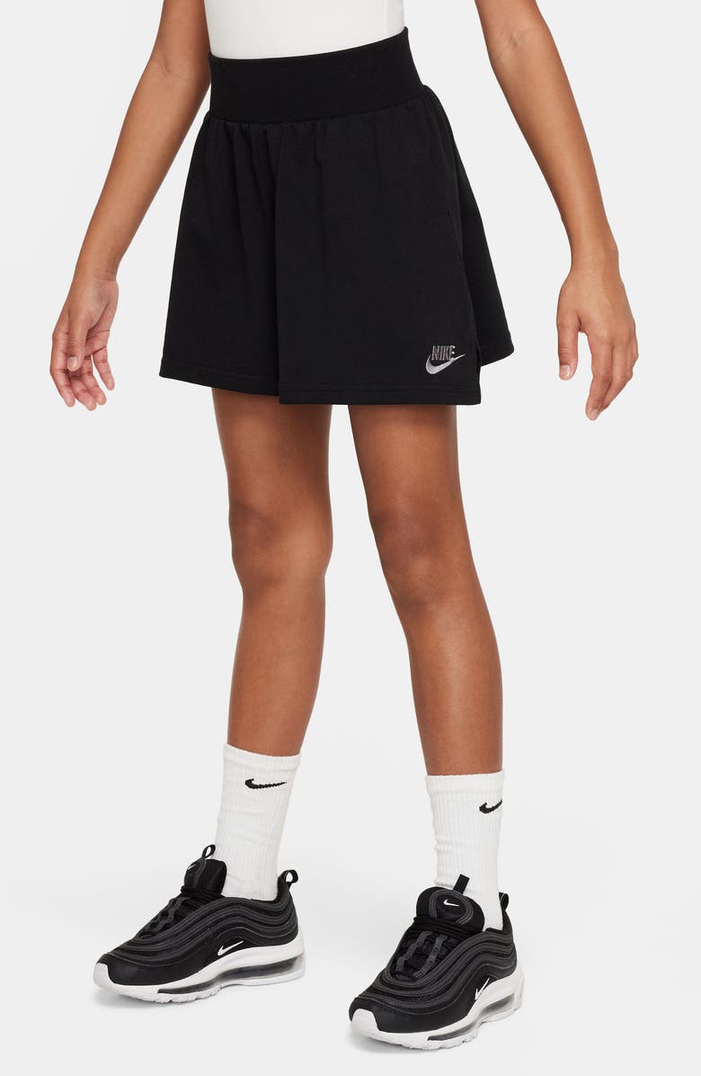 Nike Kids' Cotton Jersey Shorts, Main, color, Black/ Flat Pewter