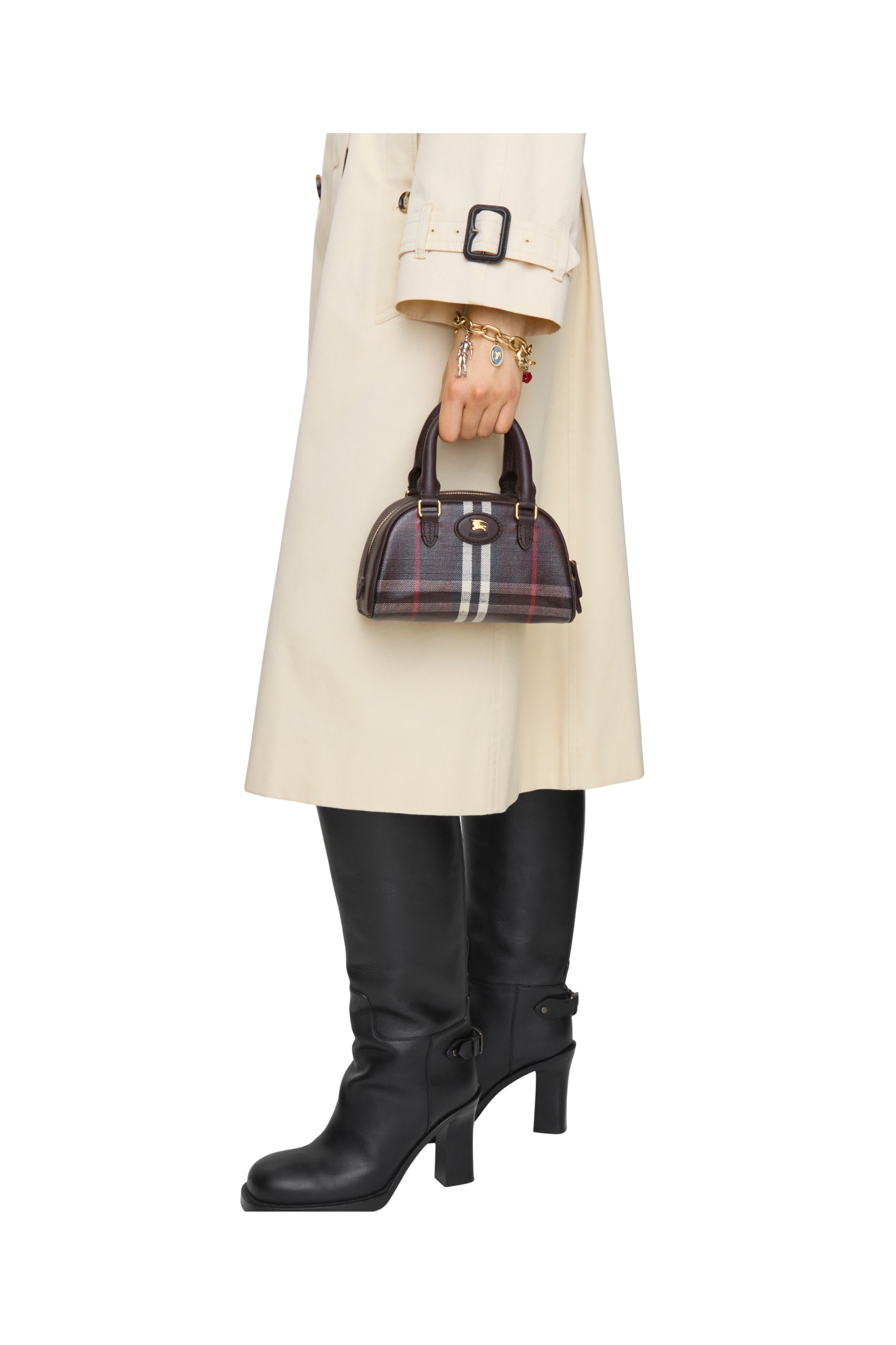 Burberry Mini Highlands Bowling Bag, Alternate, color, Mahogany Red