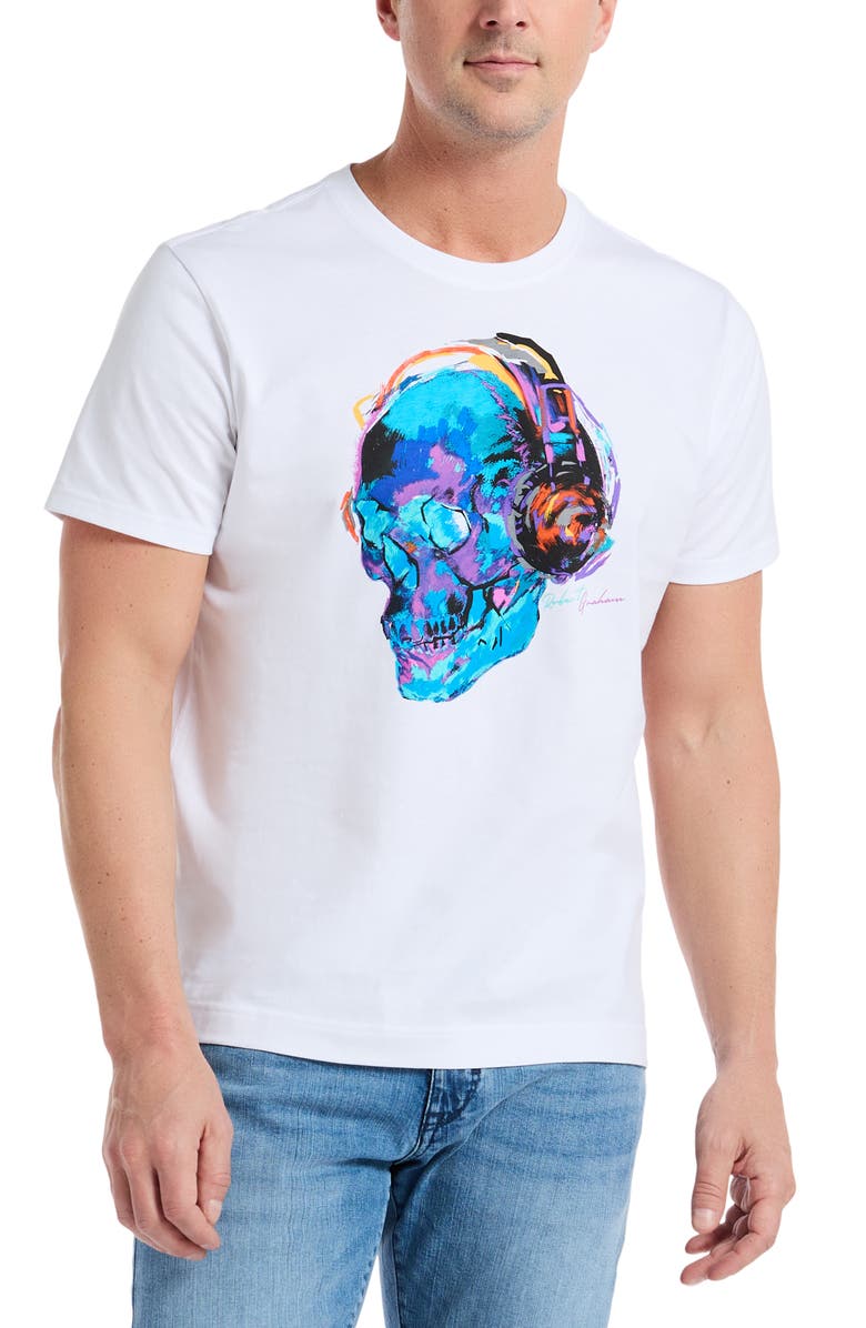 Robert Graham Skull Beats Graphic T-Shirt, Alternate, color, White