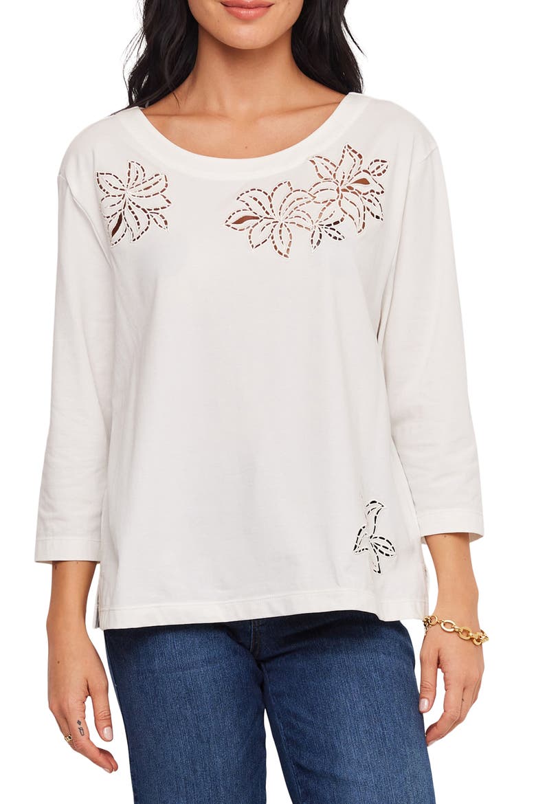 Embroidered Cutout Top, Main, color, OFF WHITE