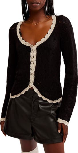 Free People black cheapest knit cardigan