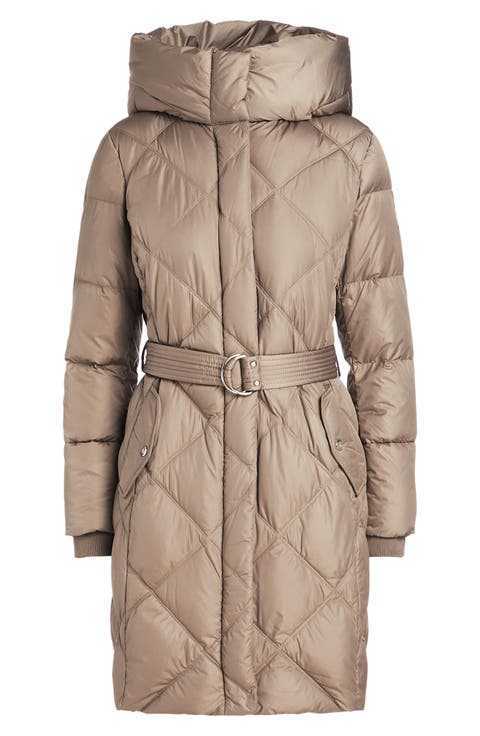Diamond Quilted Down Puffer Coat