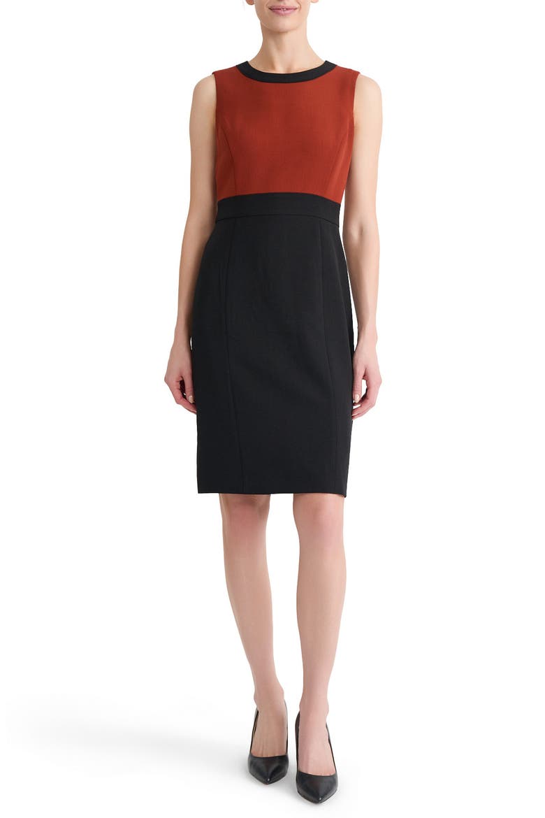 Sleeveless Sheath Dress, Main, color, SEPIA SPICE/ BLACK