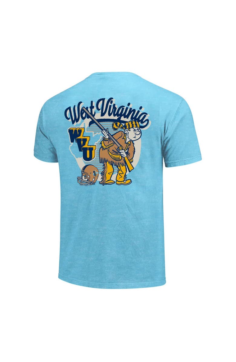 IMAGE ONE Men's Light Blue West Virginia Mountaineers Throwback Retro Badge Script T-Shirt, Alternate, color, Light Blue