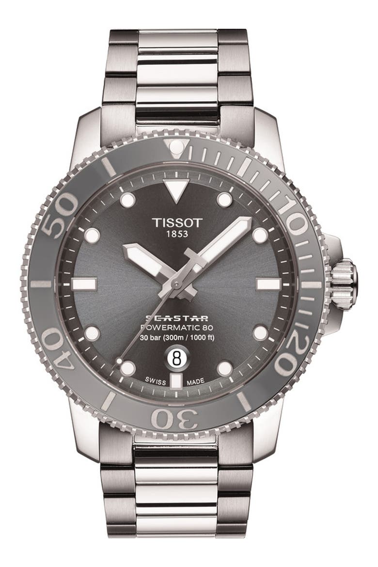 Seastar 1000 Professional Powermatic 80 Bracelet Watch, 43mm, Main, color, GREY