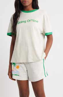 THE MAYFAIR GROUP Going Offline Oversize Graphic Ringer T-Shirt