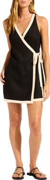 Seafolly Wrap Cover-Up Linen Blend Minidress
