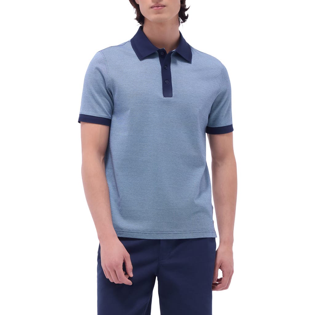 Bugatchi Tipped Cotton Piqué Polo In Navy