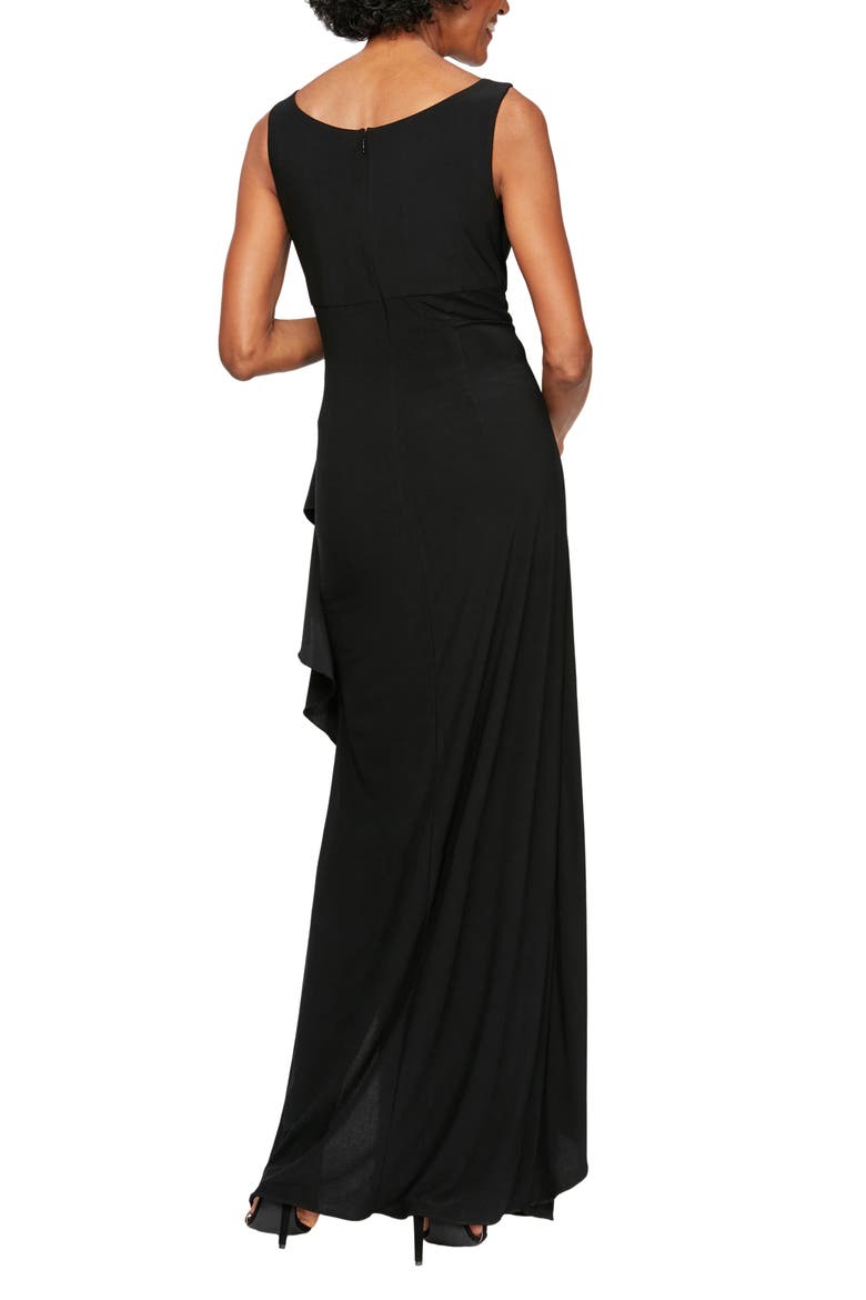 Ruched Gown with Bolero, Alternate, color, BLACK