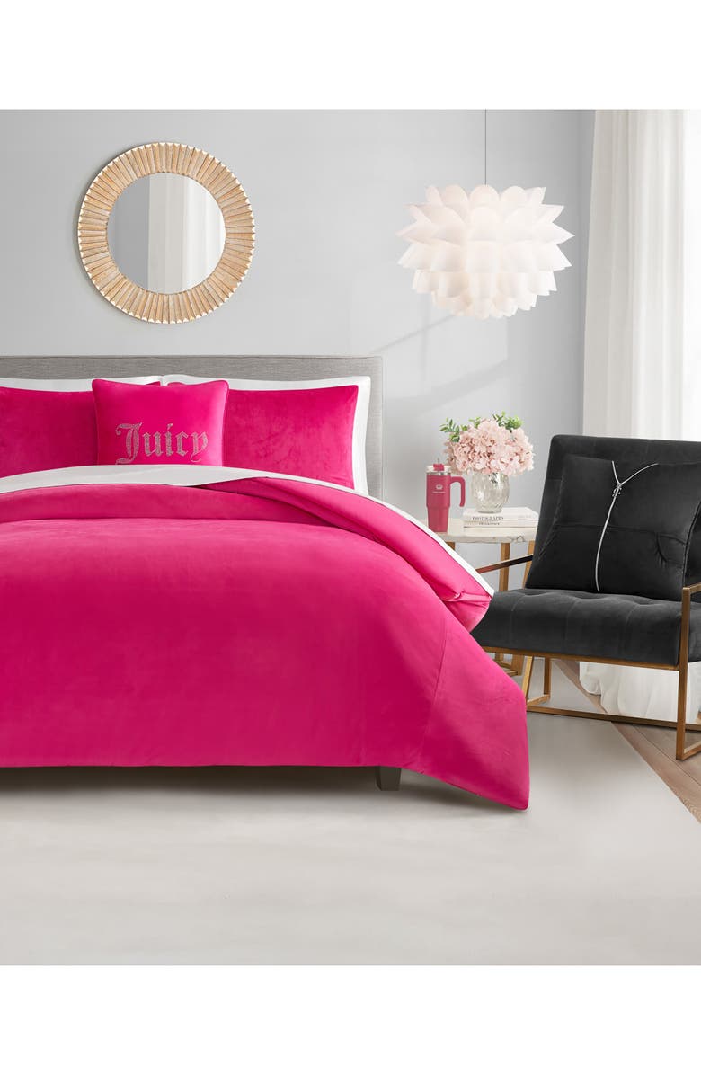 Juicy Couture Pink Velour Comforter Set, Alternate, color, 