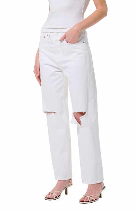 '90s Ripped Mid Rise Relaxed Straight Leg Jeans