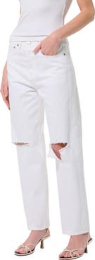 AGOLDE '90s Ripped Mid Rise Relaxed Straight Leg Jeans