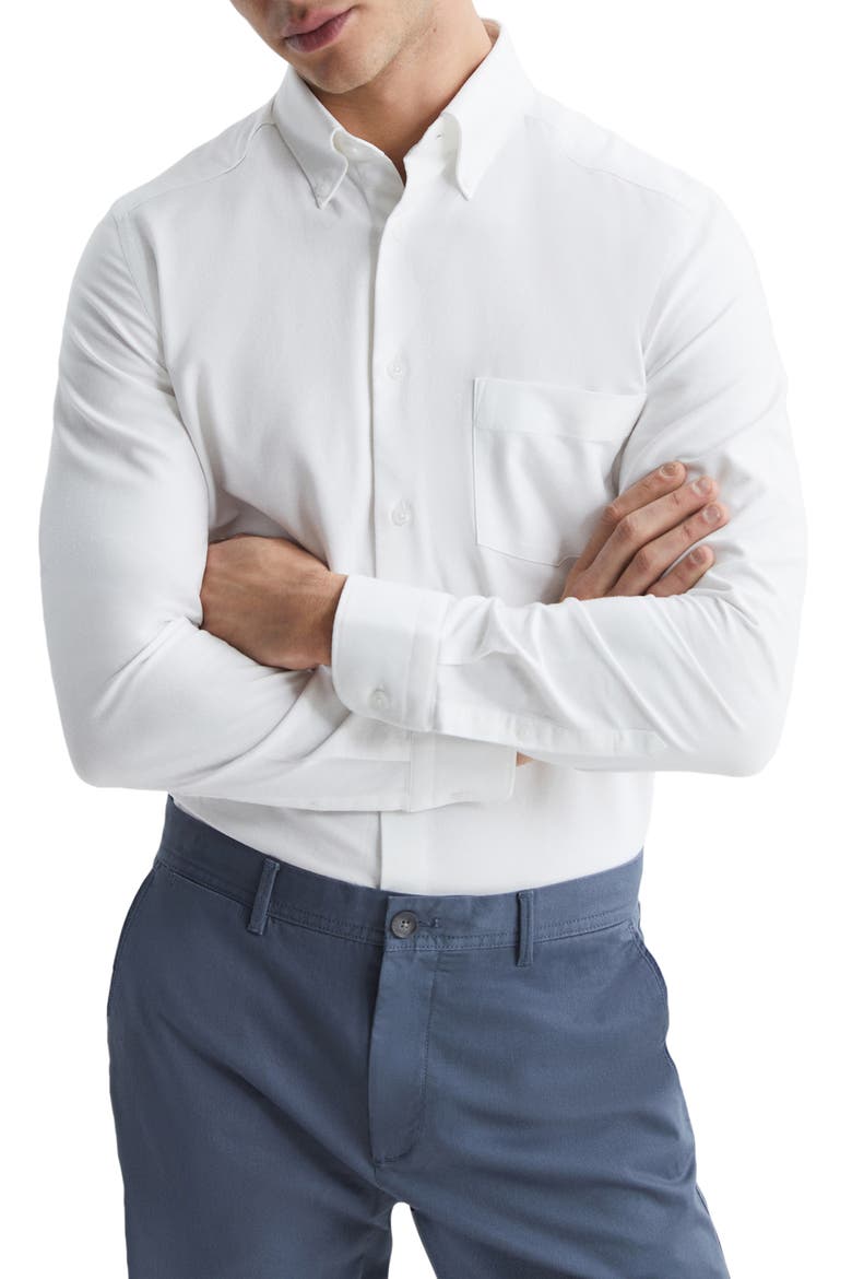 Greenwich Slim Fit Button-Down Shirt, Main, color, WHITE