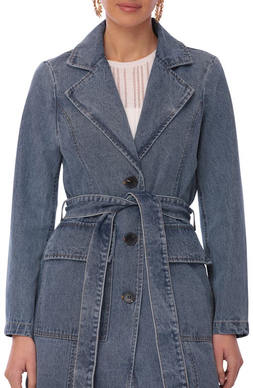Shop Avec Les Filles Relaxed Blazer Denim Trench Coat In Essex Blue Wash