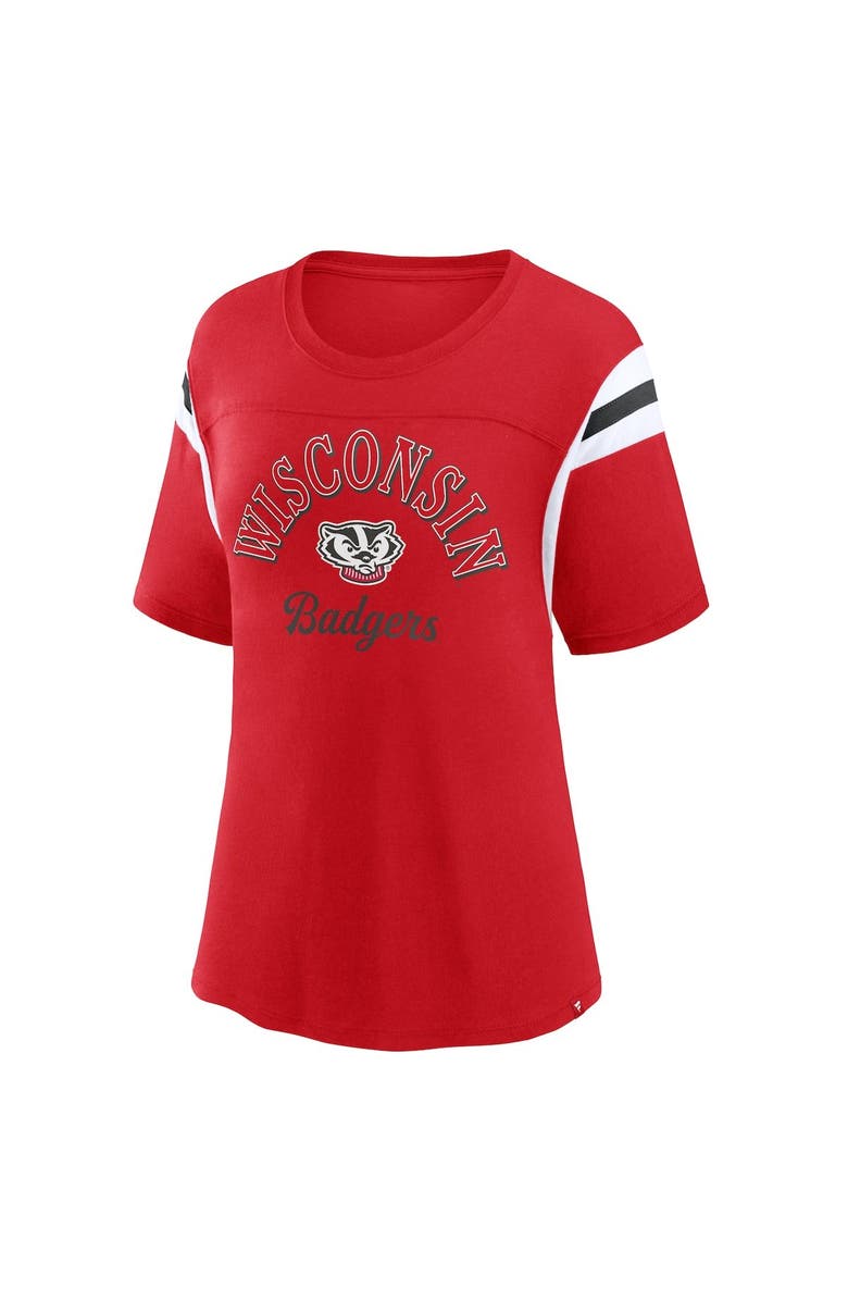 FANATICS Women's Fanatics Branded Red Wisconsin Badgers Tailgate Striped T-Shirt, Alternate, color, 