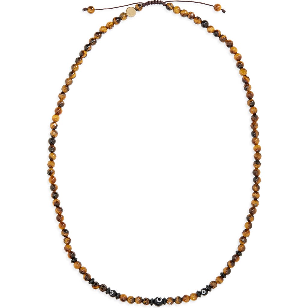 Caputo & Co . Evil Eye Beaded Necklace In Tiger Eye