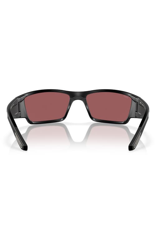 Costa Del Mar Corbina Pro 61mm Polarized Rectangular Sunglasses In Matte Black/gold Mirror