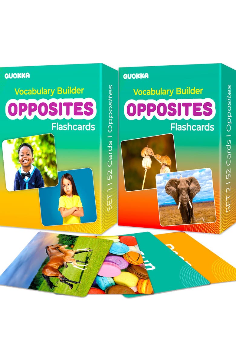Quokka Vocabulary & Sight Words Flash Cards Set for Kids, Main, color, Opposites