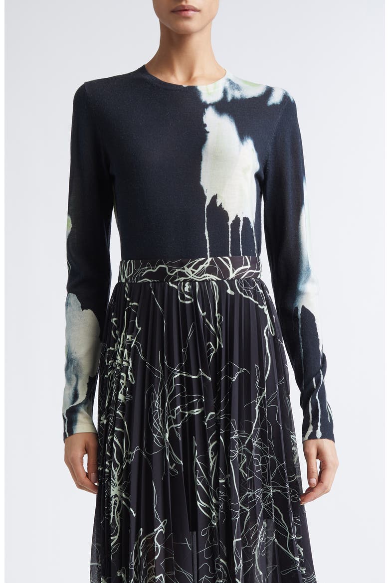 Watercolor Floral Merino Wool Sweater, Main, color, NORI MULTI