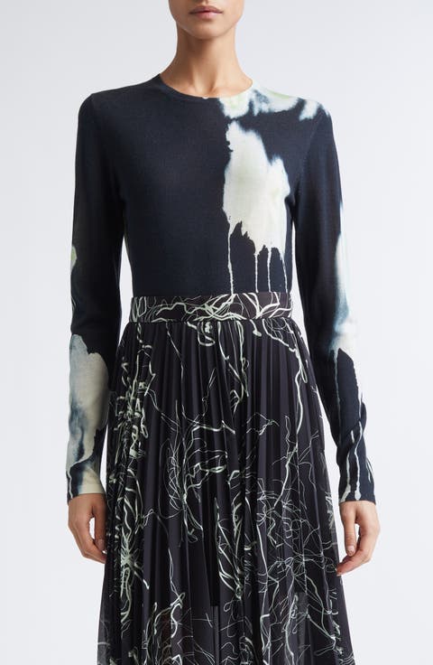 Watercolor Floral Merino Wool Sweater