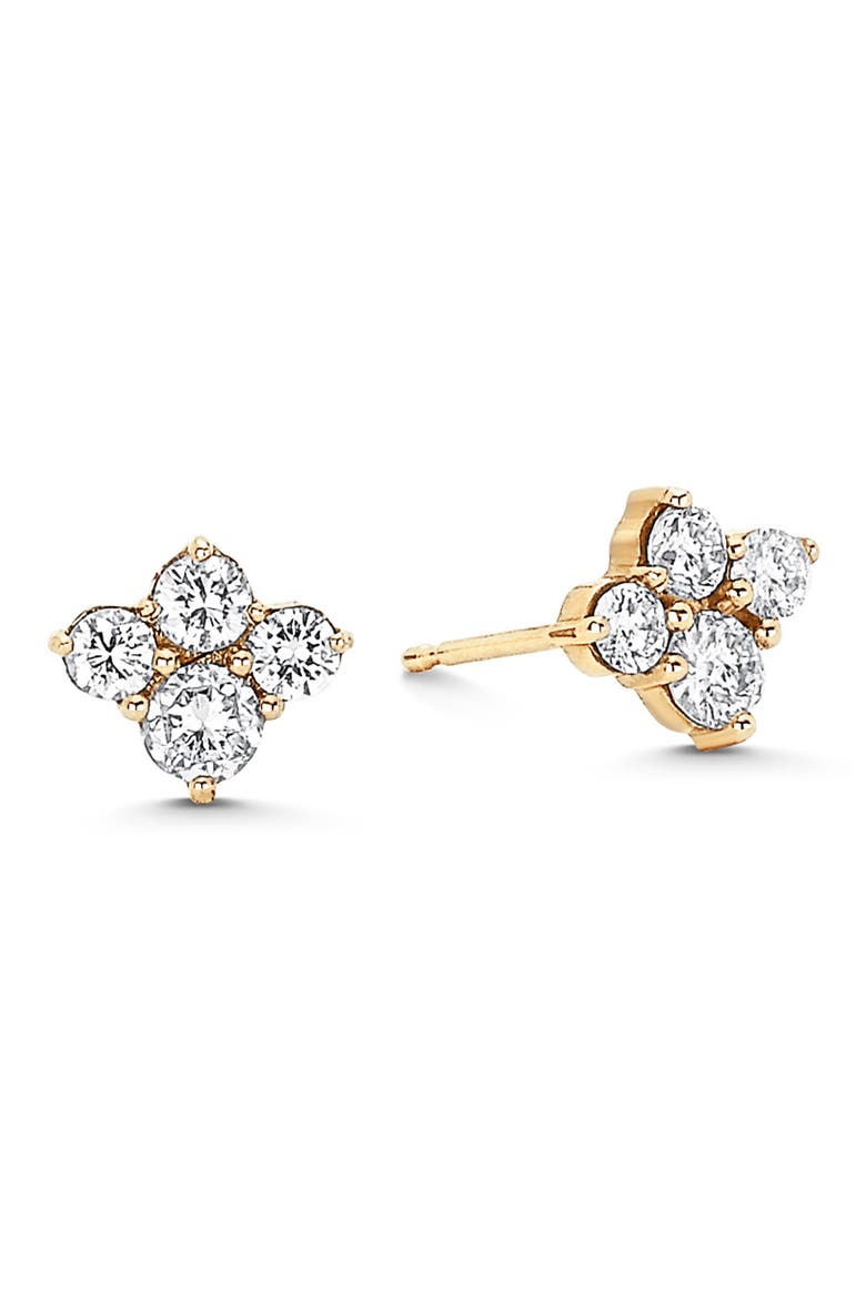 Dujour 4-Diamond Cluster Stud Earrings, Main, color, YELLOW GOLD
