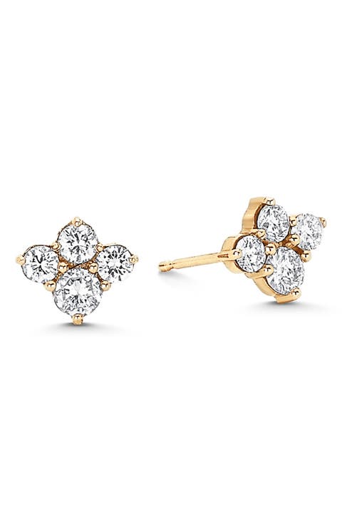 Dujour 4-Diamond Cluster Stud Earrings