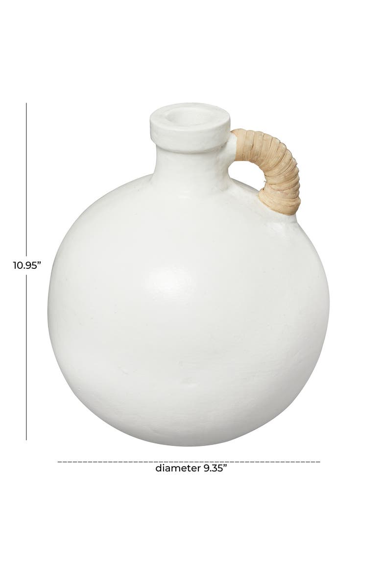 Terracotta Rattan Wrapped Jug Vase, Alternate, color, WHITE