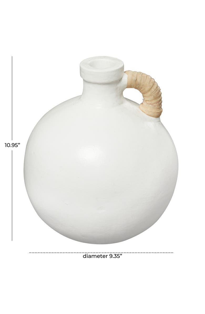 GINGER BIRCH STUDIO Terracotta Rattan Wrapped Jug Vase, Alternate, color, White