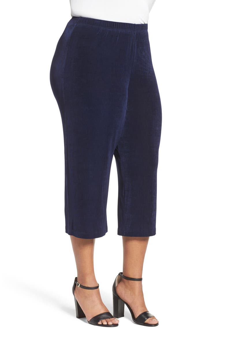 High Rise Stretch Knit Crop Pants, Alternate, color, NAVY