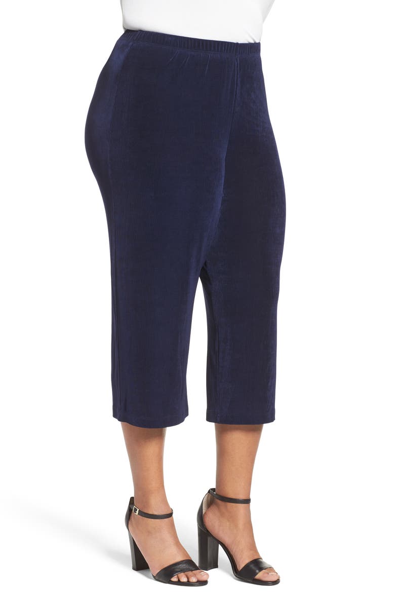 Vikki Vi High Rise Stretch Knit Crop Pants, Alternate, color, Navy